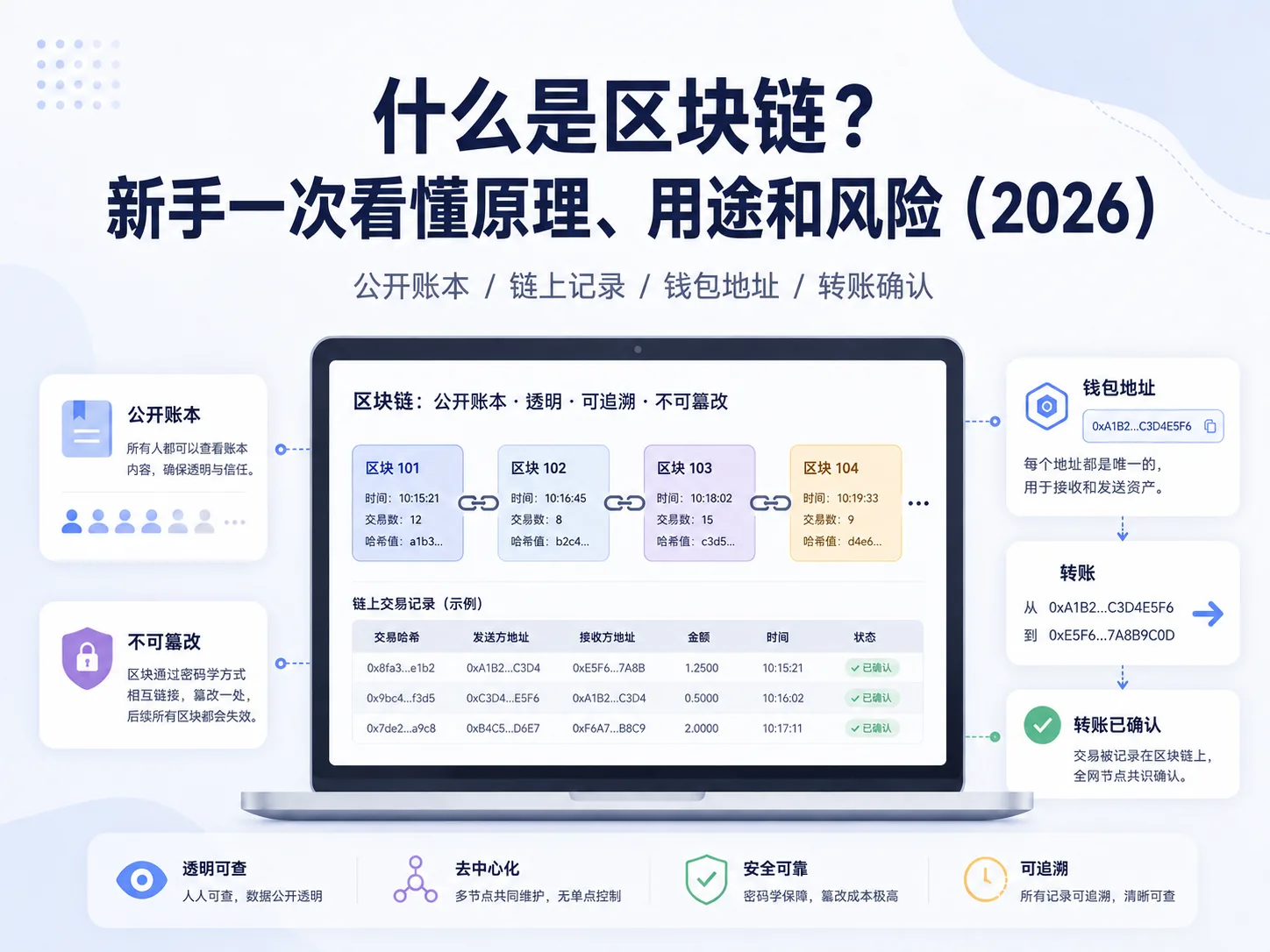 什么是区块链？新手一次看懂原理、用途和风险（2026）