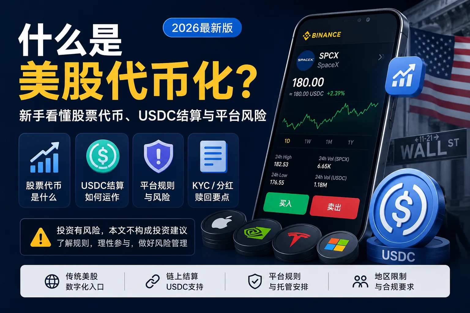什么是美股代币化？新手看懂股票代币、USDC结算与平台风险（2026）