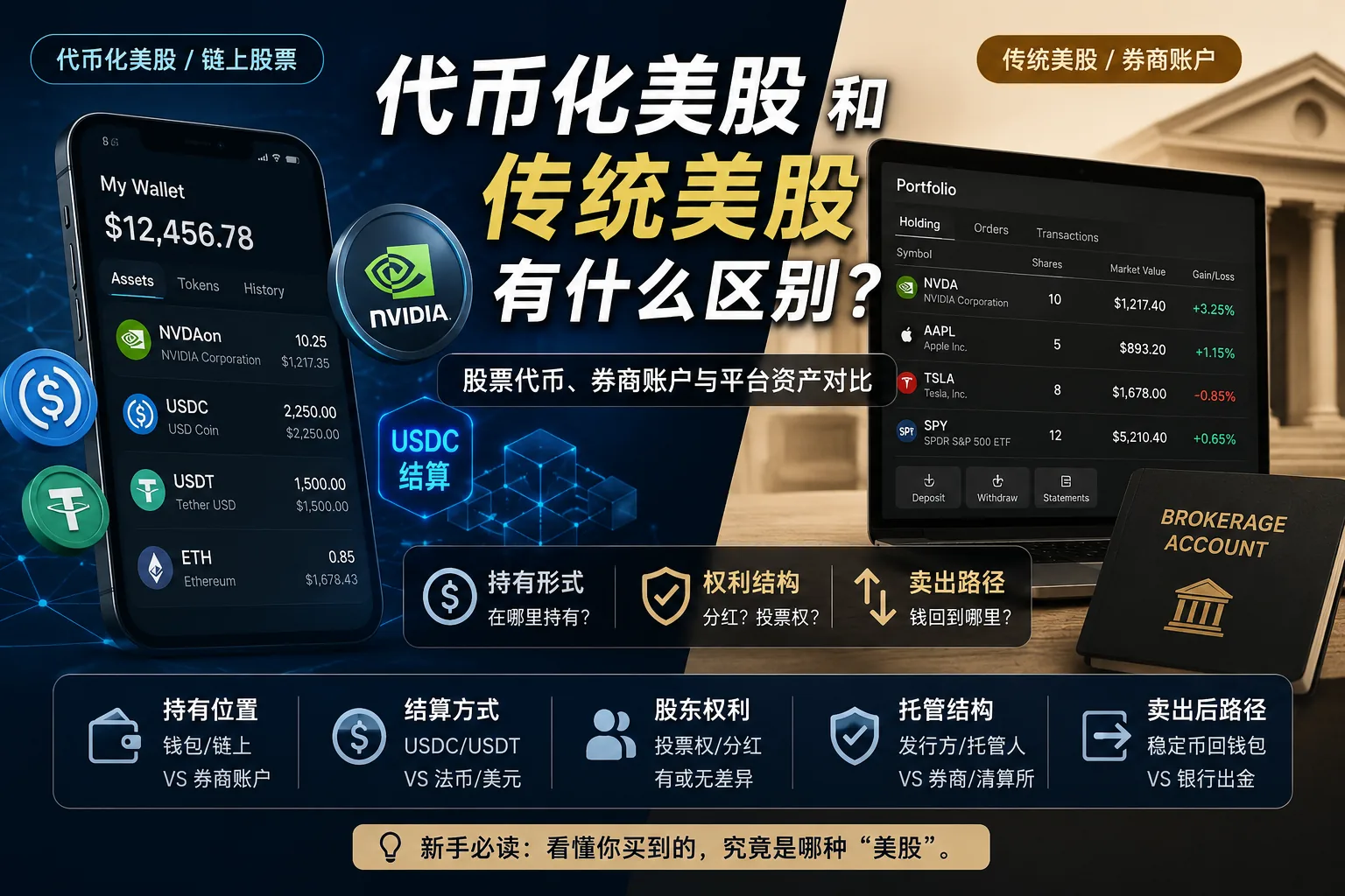 代币化美股和传统美股有什么区别？股票代币、券商账户与平台资产对比（2026）