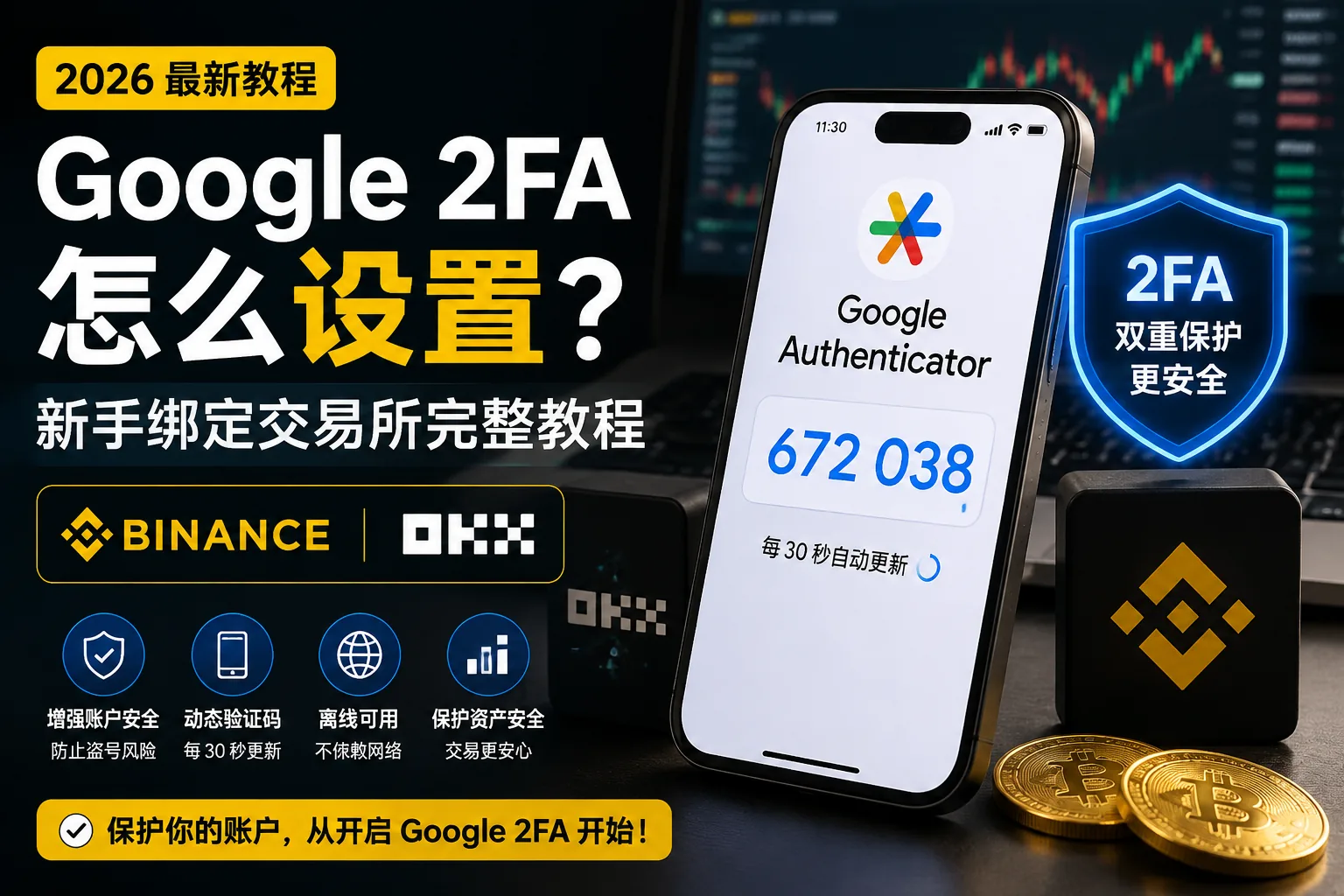 Google 2FA怎么设置？币安OKX绑定教程（2026）
